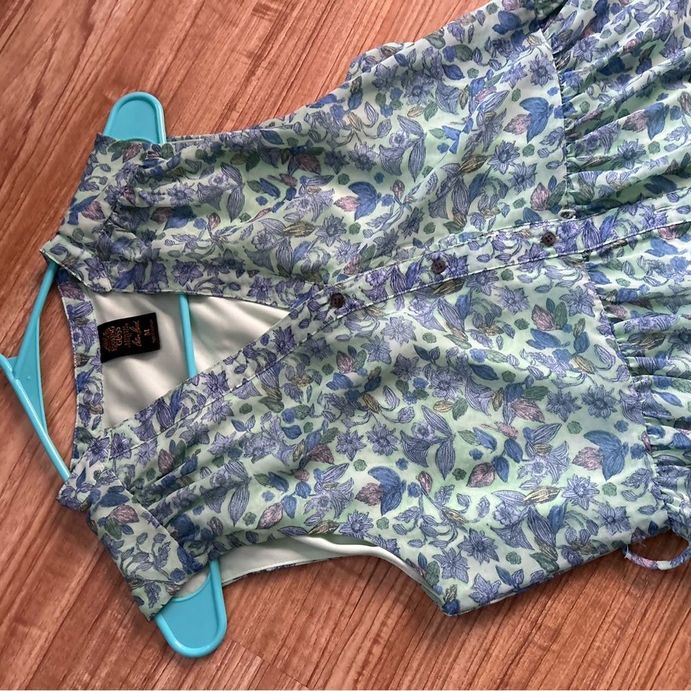 Floral Kids Dress in Blue and Green